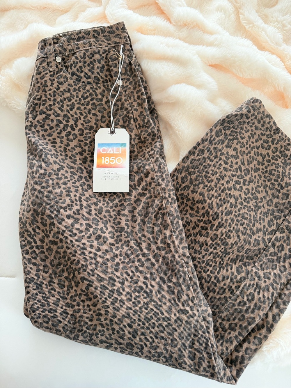 Leopard Print Wide Leg Pants - Brown Black - Picture 2 of 2